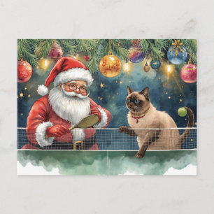 Pickleball Kerstmis met Kerstman Prettig Kerstfees Feestdagenkaart