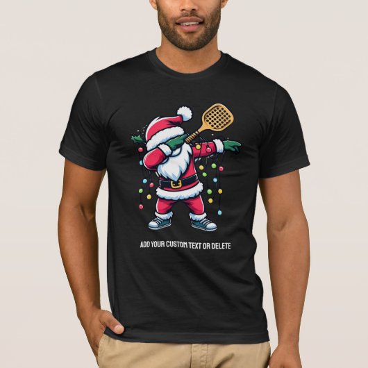 Pickleball Kerstmis Paddleball Dabbing Santa T-shirt (Voorkant)