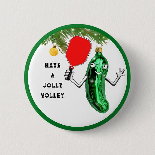 Pickleball Kerstmis Ronde Button 5,7 Cm (Voorkant)
