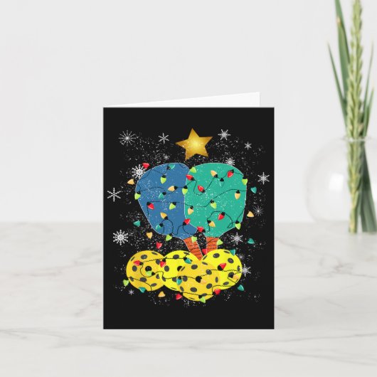 Pickleball Kerstmis Santa Pickleball X Mas Lights Kaart (Voorkant)