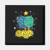 Pickleball Kerstmis Santa Pickleball X Mas Lights Magneet (Voorkant)