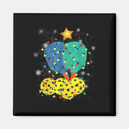 Pickleball Kerstmis Santa Pickleball X Mas Lights Magneet (Voorkant)
