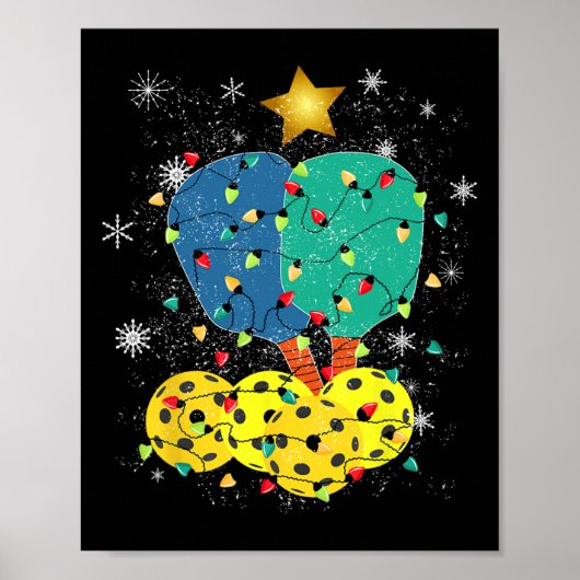Pickleball Kerstmis Santa Pickleball X Mas Lights Poster (Voorkant)