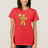 Pickleball Kerstmis T-Shirt - Gingerbreadman (Voorkant)