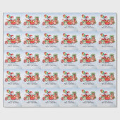 Pickleball Kerstmis thema met de Kerstman Cadeaupapier (Vlak)