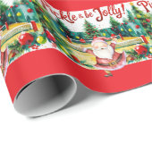 Pickleball Kerstmis thema met de Kerstman Cadeaupapier (Rol Hoek)