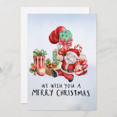 Pickleball Kerstmis thema met de Kerstman Feestdagenkaart (Voorkant / Achterkant)