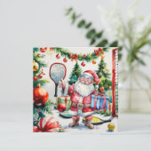 Pickleball Kerstmis thema met de Kerstman Feestdagenkaart (Staand voorkant)