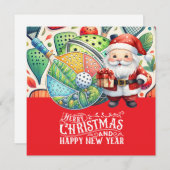 Pickleball Kerstmis thema met de Kerstman Feestdagenkaart (Voorkant / Achterkant)