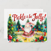 Pickleball Kerstmis thema met de Kerstman Feestdagenkaart (Voorkant / Achterkant)