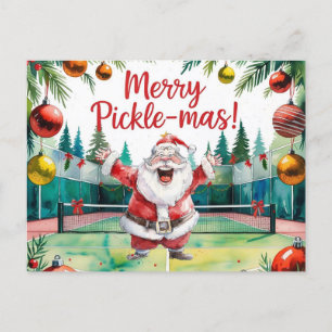 Pickleball Kerstmis thema met de Kerstman Feestdagenkaart