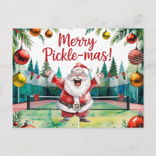 Pickleball Kerstmis thema met de Kerstman Feestdagenkaart (Voorkant)