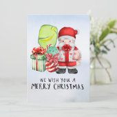 Pickleball Kerstmis thema met de Kerstman Feestdagenkaart (Staand voorkant)