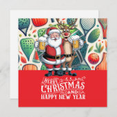 Pickleball Kerstmis thema met de Kerstman Feestdagenkaart (Voorkant / Achterkant)