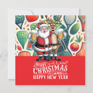 Pickleball Kerstmis thema met de Kerstman Feestdagenkaart