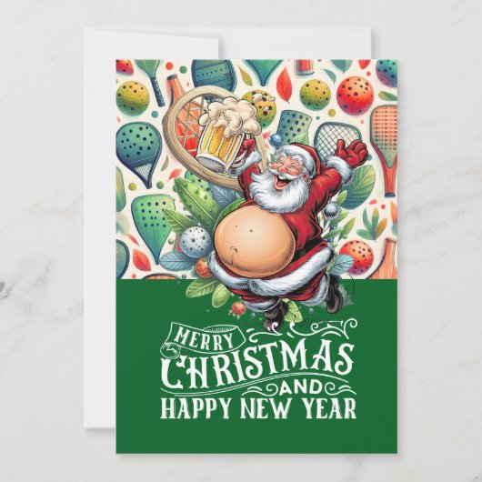 Pickleball Kerstmis thema met de Kerstman Feestdagenkaart (Voorkant)