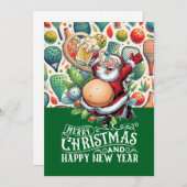 Pickleball Kerstmis thema met de Kerstman Feestdagenkaart (Voorkant / Achterkant)
