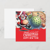 Pickleball Kerstmis thema met de Kerstman Feestdagenkaart (Voorkant / Achterkant)