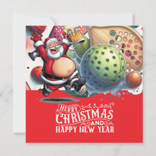 Pickleball Kerstmis thema met de Kerstman Feestdagenkaart