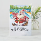 Pickleball Kerstmis thema met de Kerstman Feestdagenkaart (Staand voorkant)