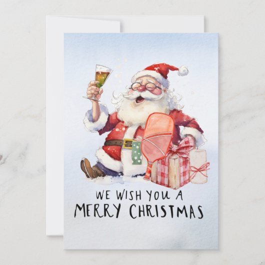 Pickleball Kerstmis thema met de Kerstman Feestdagenkaart (Voorkant)