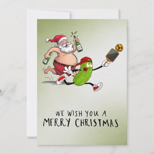 Pickleball Kerstmis thema met de Kerstman Feestdagenkaart (Voorkant)