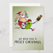 Pickleball Kerstmis thema met de Kerstman Feestdagenkaart (Voorkant / Achterkant)
