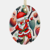Pickleball Kerstmis thema met de Kerstman Keramisch Ornament (Rechts)