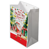 Pickleball Kerstmis thema met de Kerstman Medium Cadeauzakje (Voorkant Gekanteld)