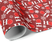 Pickleball-kerstrood wit Ho Ho Ho Snowflakes Cadeaupapier (Rol Hoek)