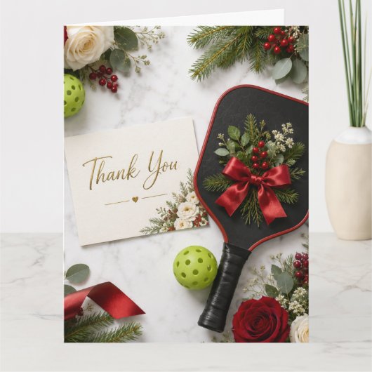 Pickleball Kerstthema Bedankkaart (Voorkant)