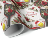 Pickleball Kerstthema Cadeaupapier (Rol Hoek)