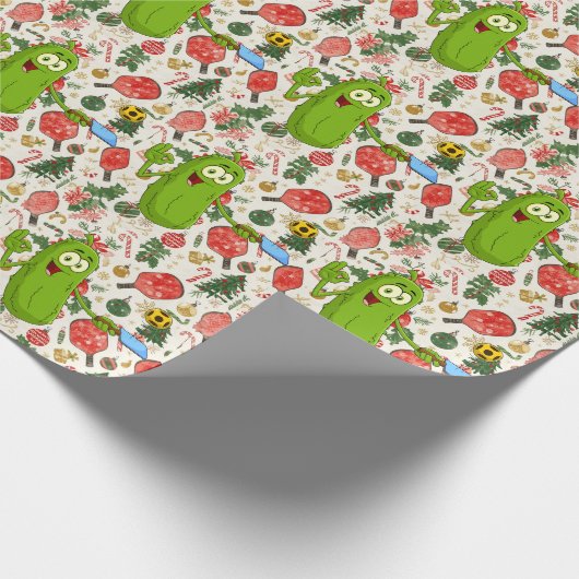 Pickleball kerstthema cadeaupapier (Hoek)