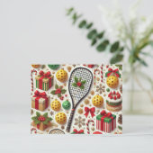 Pickleball kerstthema feestdagenkaart (Staand voorkant)