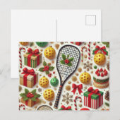 Pickleball kerstthema feestdagenkaart (Voorkant / Achterkant)
