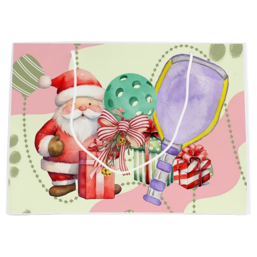 Pickleball kerstthema groot cadeauzakje (Voorkant)