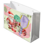 Pickleball kerstthema groot cadeauzakje (Voorkant Gekanteld)