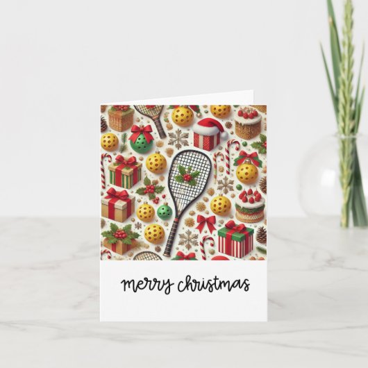 Pickleball kerstthema kaart (Voorkant)