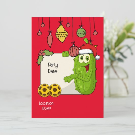 Pickleball kerstthema kaart (Staand voorkant)