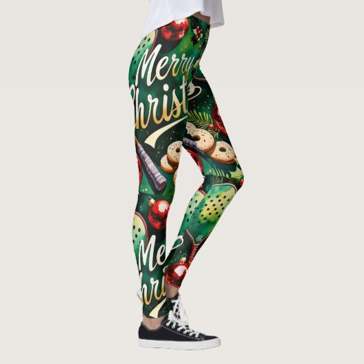 Pickleball kerstthema leggings (Rechts)