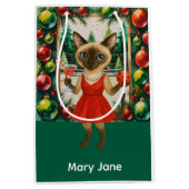 Pickleball kerstthema medium cadeauzakje (Voorkant)