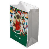 Pickleball kerstthema medium cadeauzakje (Voorkant Gekanteld)