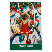 Pickleball kerstthema medium cadeauzakje (Voorkant)