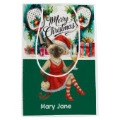 Pickleball kerstthema medium cadeauzakje (Voorkant)