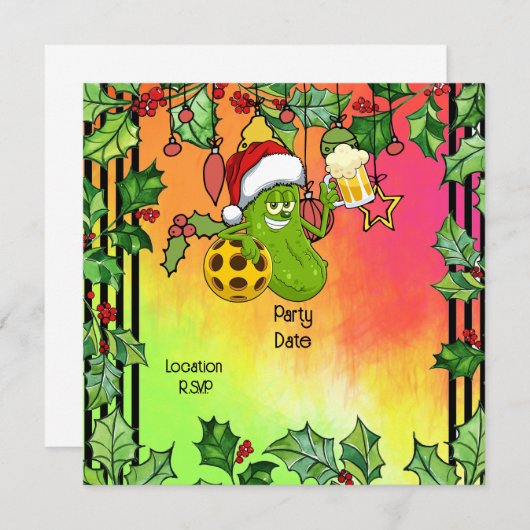 Pickleball kerstthema save the date (Voorkant / Achterkant)