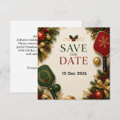 Pickleball Kerstthema Save The Date (Voorkant / Achterkant)