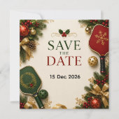 Pickleball Kerstthema Save The Date (Voorkant)