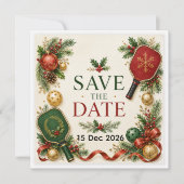 Pickleball Kerstthema Save The Date (Voorkant)