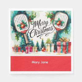Pickleball kerstthema servet