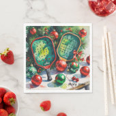 Pickleball kerstthema servet (Insitu)